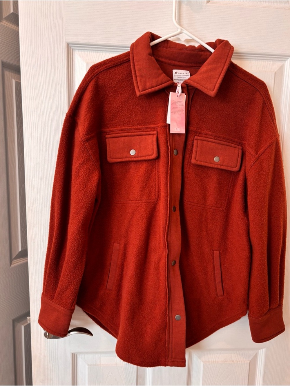 Fornia Cozy Rust Burnt Orange Oversized‎ Fleece Shacket